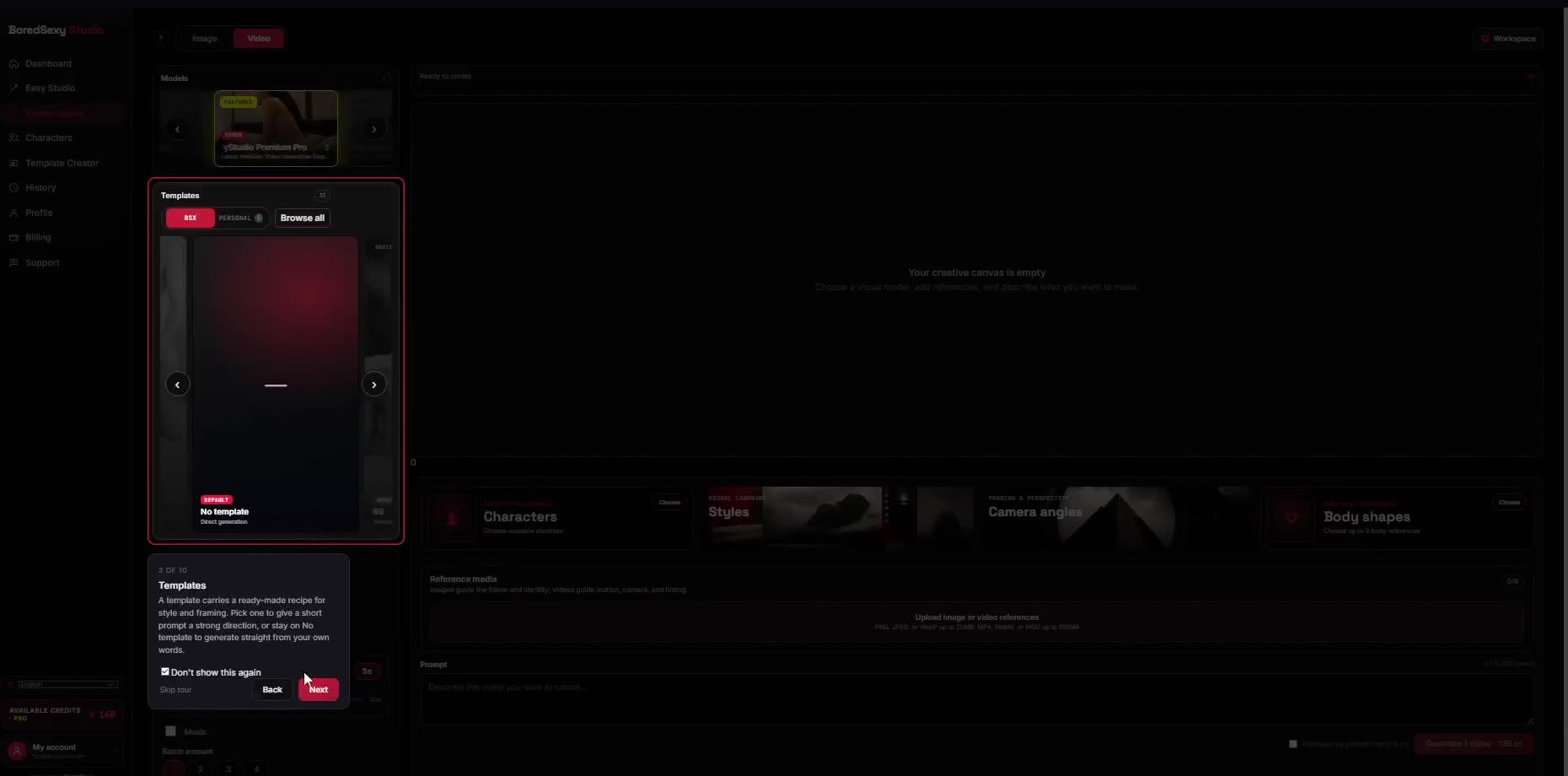Expert Studio tooltip tour