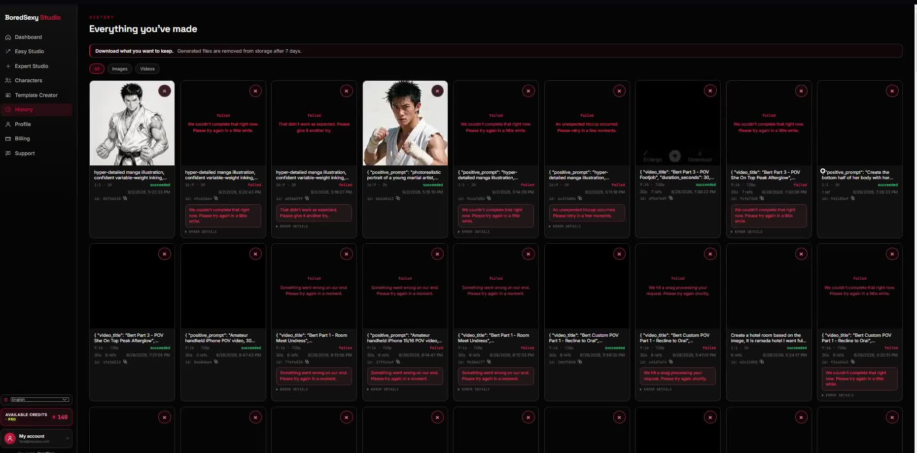 Account history list